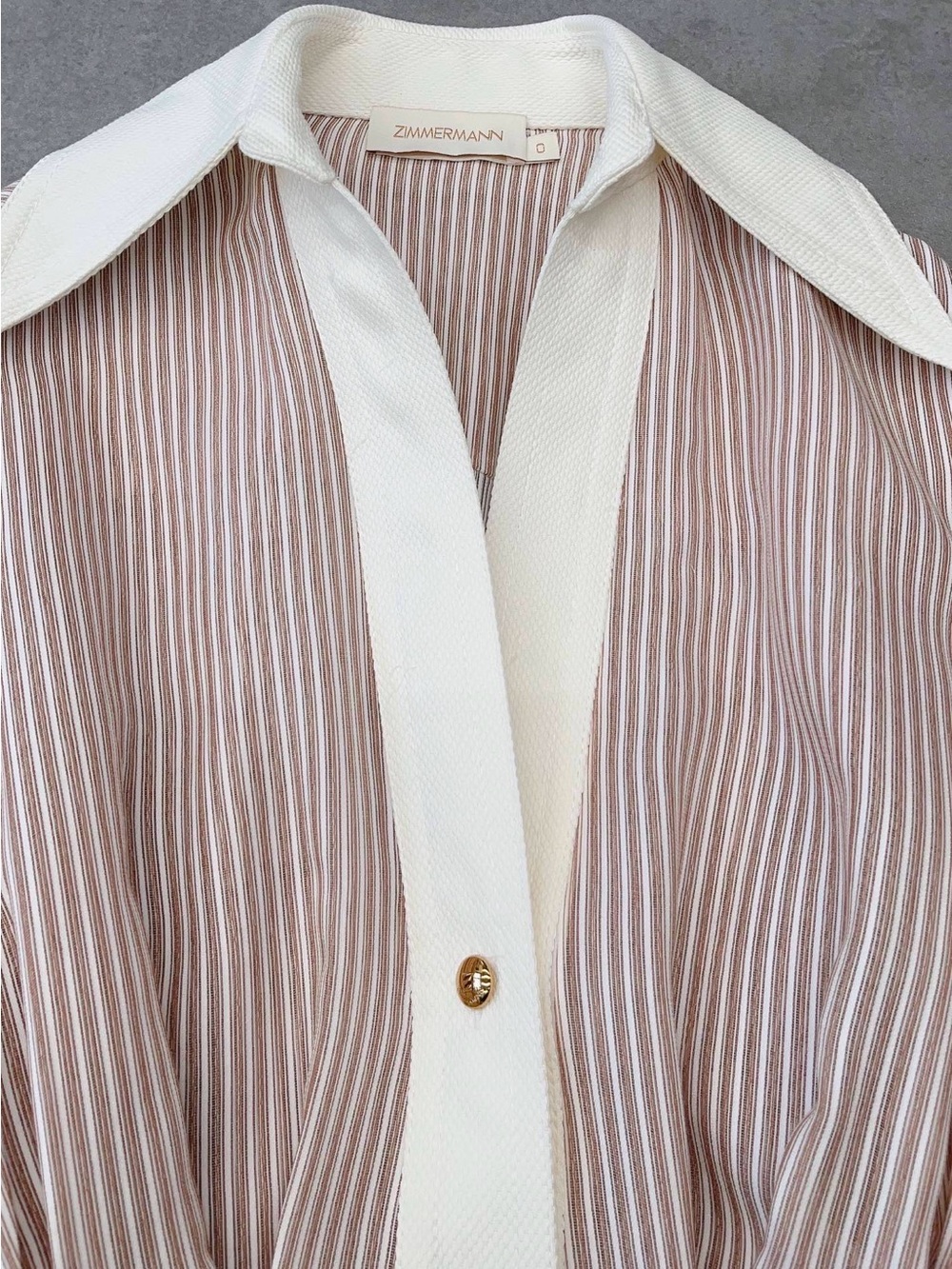 NWOT Zimmermann Striped Cream and Blush Belted Shirt Dress, Size AU 2 = M - Picture 11 of 13